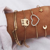 IF ME Bohemian Geometric Stone Bracelet Set for Women Vintage Rope Taseel Sequin Moon Map Elephant Heart Leaf Female Jewelry NEW
