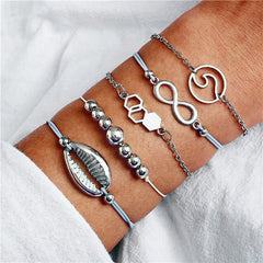 IF ME Bohemian Geometric Stone Bracelet Set for Women Vintage Rope Taseel Sequin Moon Map Elephant Heart Leaf Female Jewelry NEW