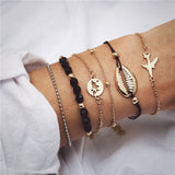 IF ME Bohemian Geometric Stone Bracelet Set for Women Vintage Rope Taseel Sequin Moon Map Elephant Heart Leaf Female Jewelry NEW